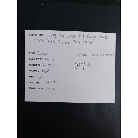 Levis Relaxed Fit Cargo Pants Mens 31x32 Tan Cotton Chino High Rise Tapered Leg - Picture 11 of 11